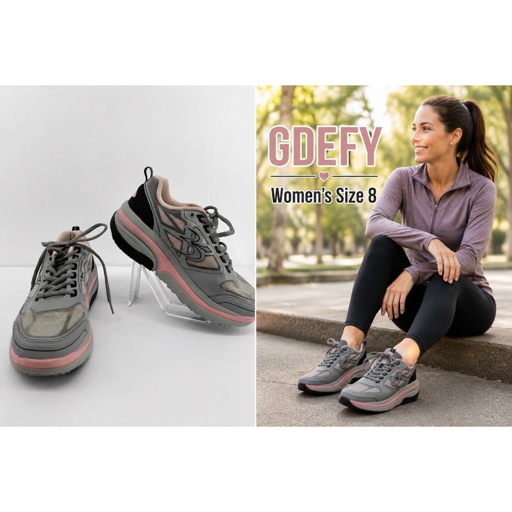 GDEFY Women's Walking Shoes Gray Pink Orthopedic Sneakers US 8 EU 39 Athletic